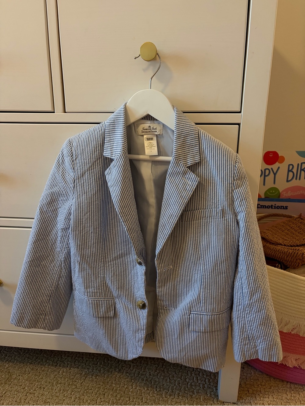 Janie and Jack Boys 5 Special Occasion Blue White Stripe Blazer
